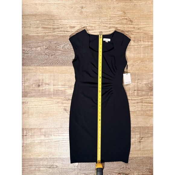 Calvin Klein Dress Black Sleeveless Ruched Sheath Size 4 NWT - Picture 5 of 5